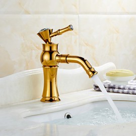 Art Deco / Retro Rose Gold & Golden One Hole Single Handle Bathroom Sink Faucet