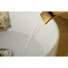 Art Deco / Retro Ti-Pvd Finish Jade Brass Waterfall Golden Bathroom Sink Faucet