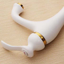 Art Deco Painting Finish Ceramic Valve Single Handle Brass Bathroom Sink Faucet