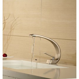 Basin Faucet Contemporary Style Single Handle One Hole Hot And Cold Nickel Brushed