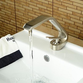 Basin Faucet Contemporary Style Single Handle One Hole Hot And Cold Nickel Brushed