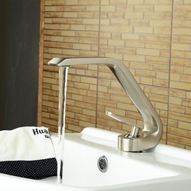 Basin Faucet Contemporary Style Single Handle One Hole Hot And Cold Nickel Brushed