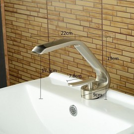 Basin Faucet Contemporary Style Single Handle One Hole Hot And Cold Nickel Brushed