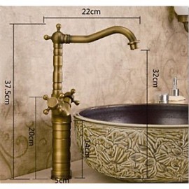 Bathroom Countertop Sink Faucet Dual Handles Basin Mixer Tap Antique Brass