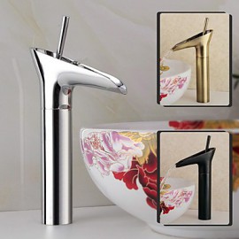 Bathroom Deck Mounted Chrome Finish Oil-Rubbed Bronze And Antique Brass Waterfall Tall Basin Faucet