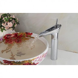 Bathroom Deck Mounted Chrome Finish Oil-Rubbed Bronze And Antique Brass Waterfall Tall Basin Faucet