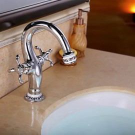 Bathroom Gold Finish Antique Brass Silver And Gloden Or Red Handle Basin Faucet