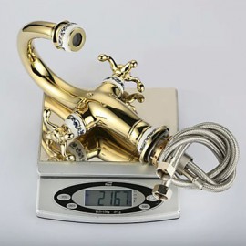 Bathroom Gold Finish Antique Brass Silver And Gloden Or Red Handle Basin Faucet