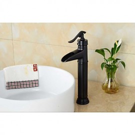 Bathroom Oil-Rubbed Bronze Waterfall Single Handle Single Hole Basin Faucet
