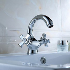 Bathroom Sink Faucet Chrome Finish Brass (Hot And Cold)