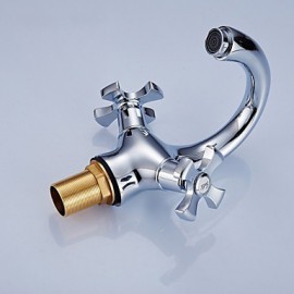 Bathroom Sink Faucet Chrome Finish Brass (Hot And Cold)
