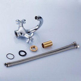 Bathroom Sink Faucet Chrome Finish Brass (Hot And Cold)