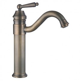 Bathroom Sink Faucet Antique Brass Single Handle Centerset Faucet