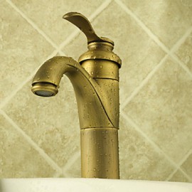 Bathroom Sink Faucet Antique Inspired Design-Antique Brass Finish Faucet Single Handle