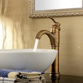 Bathroom Sink Faucet Antique Inspired Design-Antique Brass Finish Faucet Single Handle