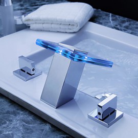 Widespread Two Handles Three Holes in Chrome Bathroom Sink Tap