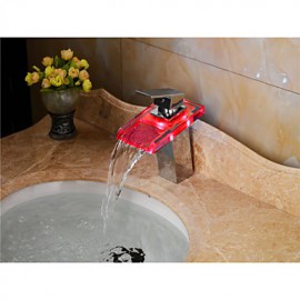 Bathroom Sink Faucet Color Changing Led Waterfall High Quality Brass Faucet(Chrome Finish)