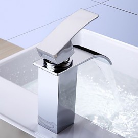 Bathroom Sink Faucet Contemporary Design Waterfall (Chrome Finish)