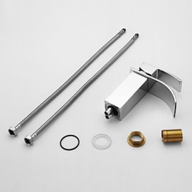 Bathroom Sink Faucet Contemporary Design Waterfall (Chrome Finish)