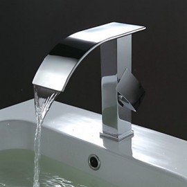 Bathroom Sink Faucet Contemporary Design Waterfall Faucet(Chrome Finish)