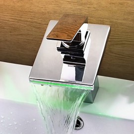 Bathroom Sink Faucet In Contemporary Style Thermochromic Multi-Color Led Stainless Steel Spout Faucet