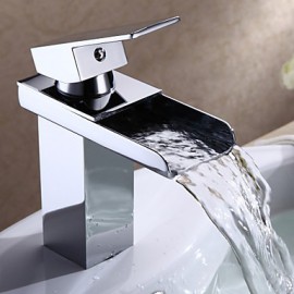 Bathroom Sink Faucet In Modern Style Single Handle Waterfall Bathroom Sink Faucet (Chrome Finish)