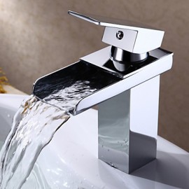 Bathroom Sink Faucet In Modern Style Single Handle Waterfall Bathroom Sink Faucet (Chrome Finish)