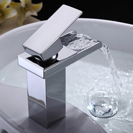 Bathroom Sink Faucet In Modern Style Single Handle Waterfall Bathroom Sink Faucet (Chrome Finish)