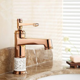 Bathroom Sink Faucet Rose Gold Finish Single Handle Centerset Faucet