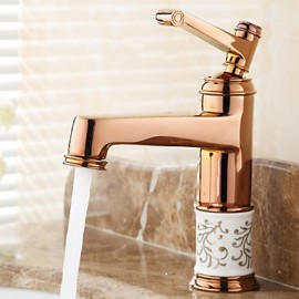 Bathroom Sink Faucet Rose Gold Finish Single Handle Centerset Faucet