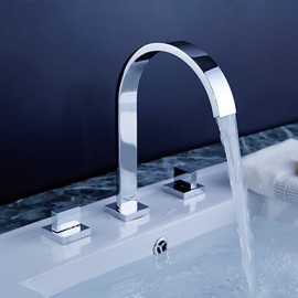 Bathroom Sink Faucet Widespread Contemporary Design Chrome Finish Faucet