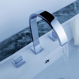Bathroom Sink Faucet Widespread Contemporary Design Chrome Finish Faucet