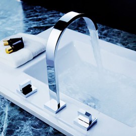 Bathroom Sink Faucet Widespread Contemporary Design Chrome Finish Faucet