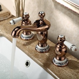 Bathroom Sink Faucet Widespread Contemporary Design Rose Cold Finish Faucet
