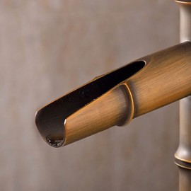 Bathroom Sink Faucet With Antique Brass Finish-Bamboo Shape Design