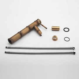 Bathroom Sink Faucet With Antique Brass Finish-Bamboo Shape Design
