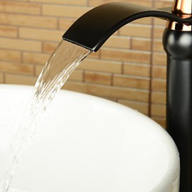 Bathroom Sink Faucet With Antique Orb Finish Waterfall Centerset Faucet