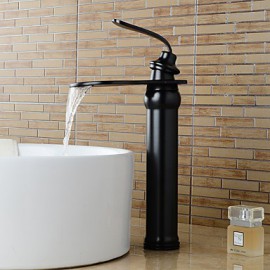 Bathroom Sink Faucet With Antique Orb Finish Waterfall Centerset Faucet