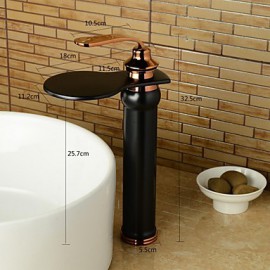 Bathroom Sink Faucet With Antique Orb Finish Waterfall Centerset Faucet