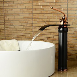 Bathroom Sink Faucet With Antique Orb Finish Waterfall Centerset Faucet