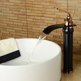 Bathroom Sink Faucet With Antique Orb Finish Waterfall Centerset Faucet