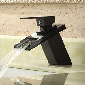 Bathroom Sink Faucet With Antique Orb Finish Waterfall Centerset Glass Faucet