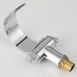 Bathroom Sink Faucet With Brass Chrome Finish Waterfall Curve Spout Contemporary Design Bathroom Sink Faucet