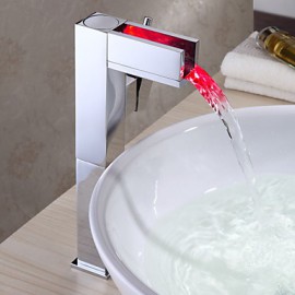 Bathroom Sink Faucet With Color Changing Led Waterfall Faucet (Tall)