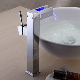 Bathroom Sink Faucet With Color Changing Led Waterfall Faucet (Tall)