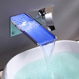 Bathroom Sink Faucet With Color Changing Led Waterfall Faucet (Wall Mount)