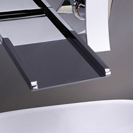 Bathroom Sink Faucet With Color Changing Led Waterfall Faucet (Wall Mount)