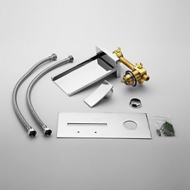 Bathroom Sink Faucet With Color Changing Led Waterfall Faucet (Wall Mount)