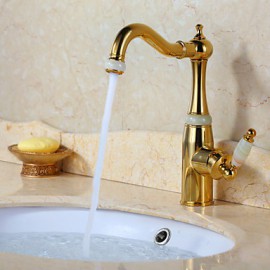 Bathroom Sink Faucet With Ti-Pvd Finish Antique Design Faucet