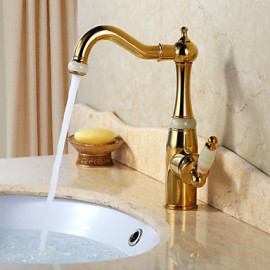 Bathroom Sink Faucet With Ti-Pvd Finish Antique Design Faucet